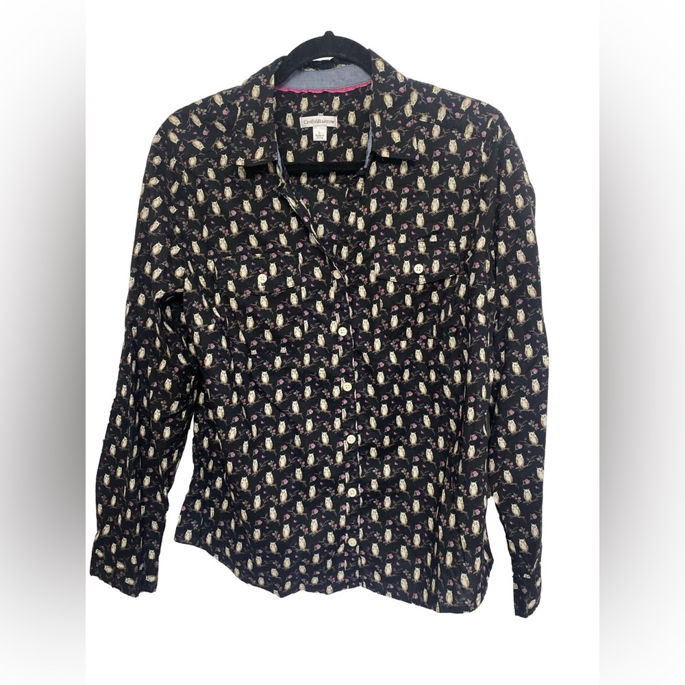 Croft & Barrow Owl Print Button Down Shirt - Size Large